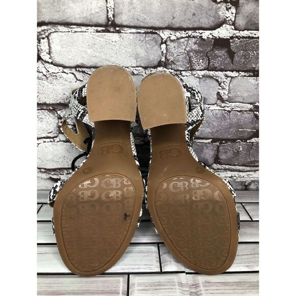 Gianni Bini After Hours White Black Snake Lace Block Heel Sandals Women Sz 7.5M - Picture 12 of 16